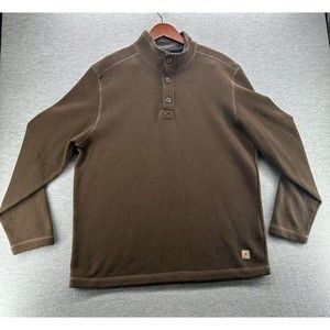 G.H.BASS & CO.- Men's 1/4 Button Up Brown Long Sleeve Casual Sweater XL (A49)
